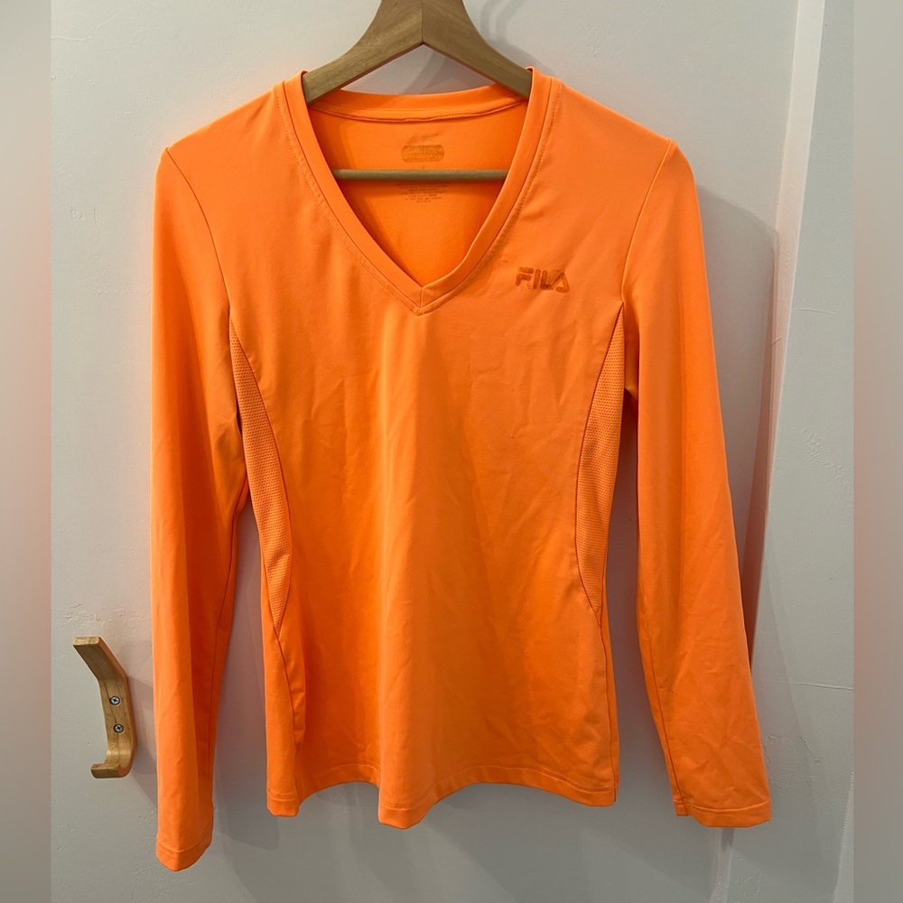 Women’s Fila Orange Long Sleeve Running Active Performance Shirt